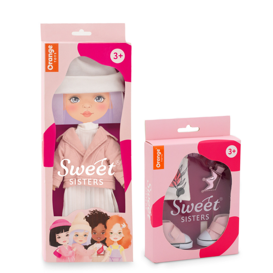 Set Jachetă Roz Pudrat + Accesorii pentru Păpuși Sweet Sisters (32 cm) – Ținută Premium de Joacă