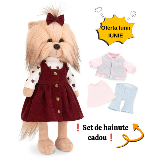 Lucky Yoyo Cozy Casual – Căţeluşă de Pluş Premium Lucky Doggy + Haine de schimb CADOU ❗