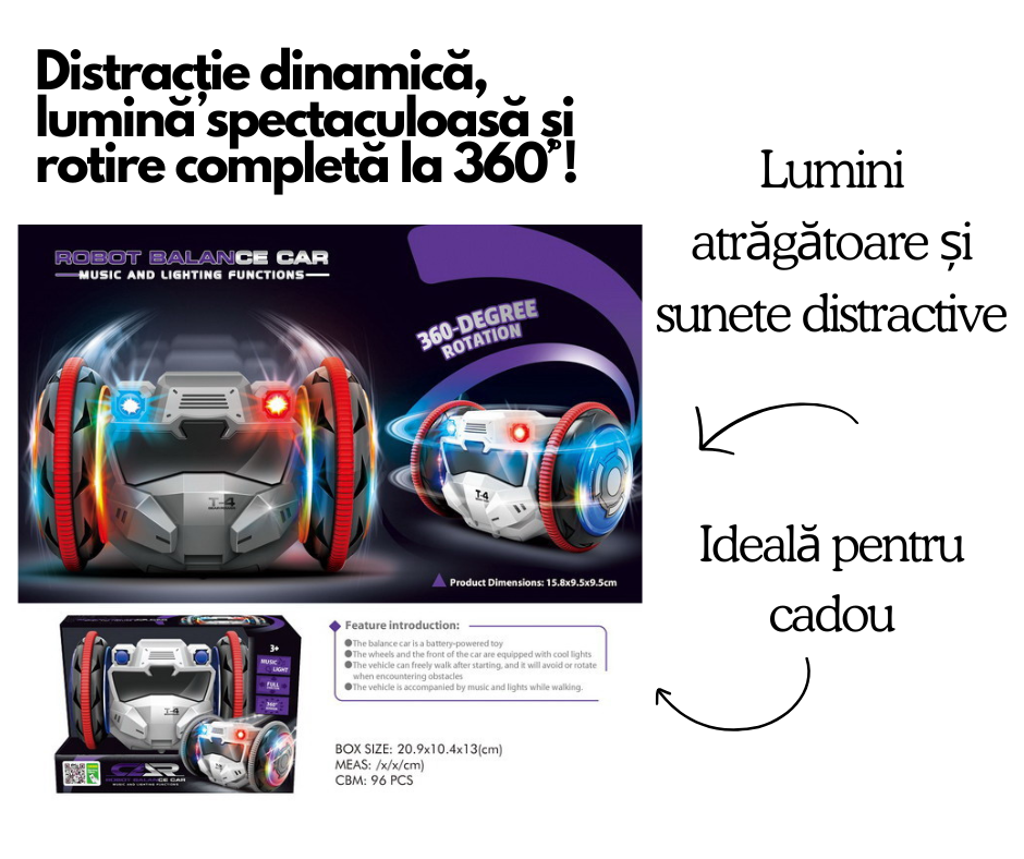 Mașinuță Robot Balance Car – Rotativă 360° cu Lumini și Sunete