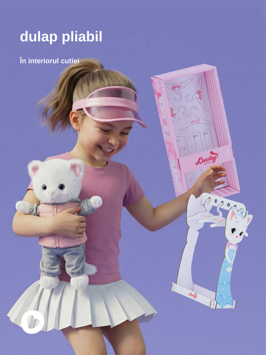 Lucky Kitty Sport – Pisicuță Premium de Pluş, 38 cm