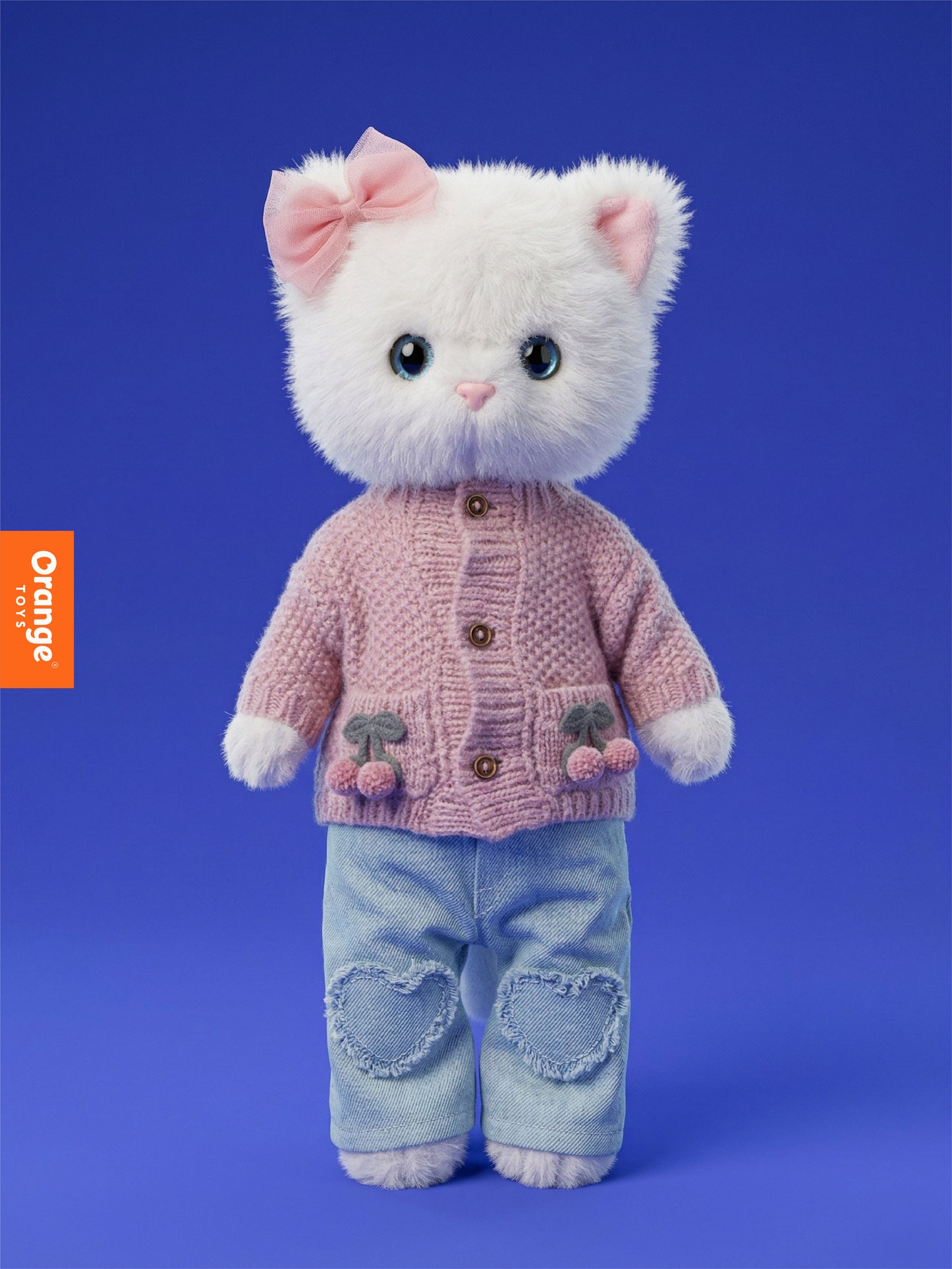 Lucky Kitty Cherries – Pisicuță Premium de Pluş, 38 cm