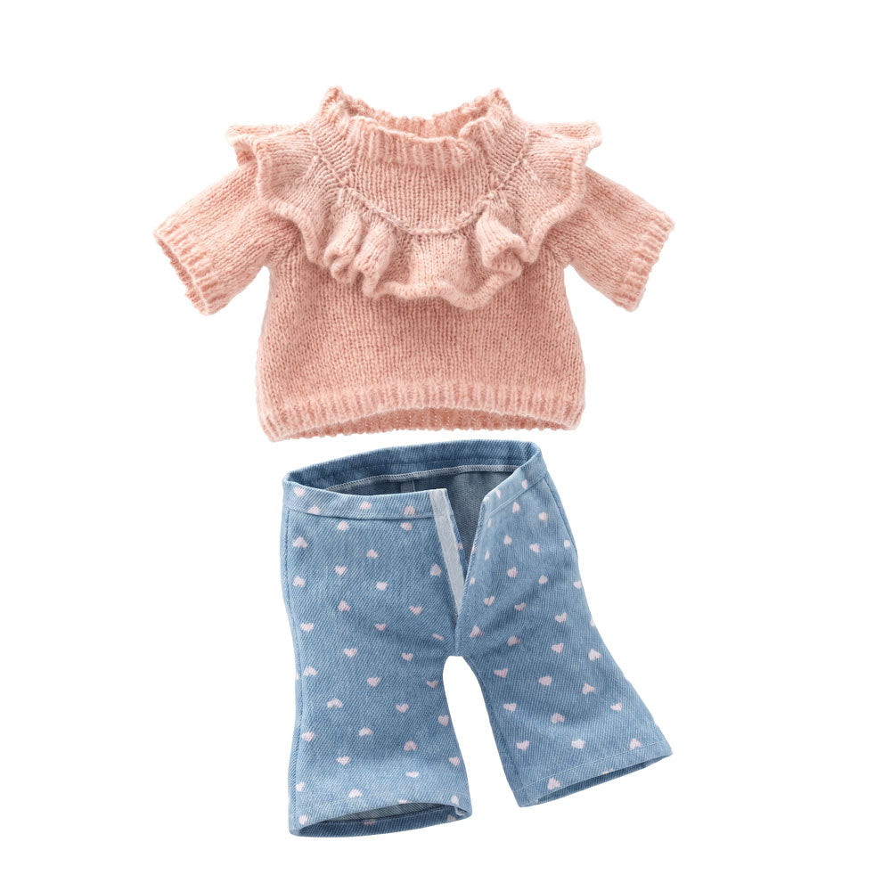 Lucky Kitty Denim Hearts – Pisicuță Premium de Pluş, 38 cm