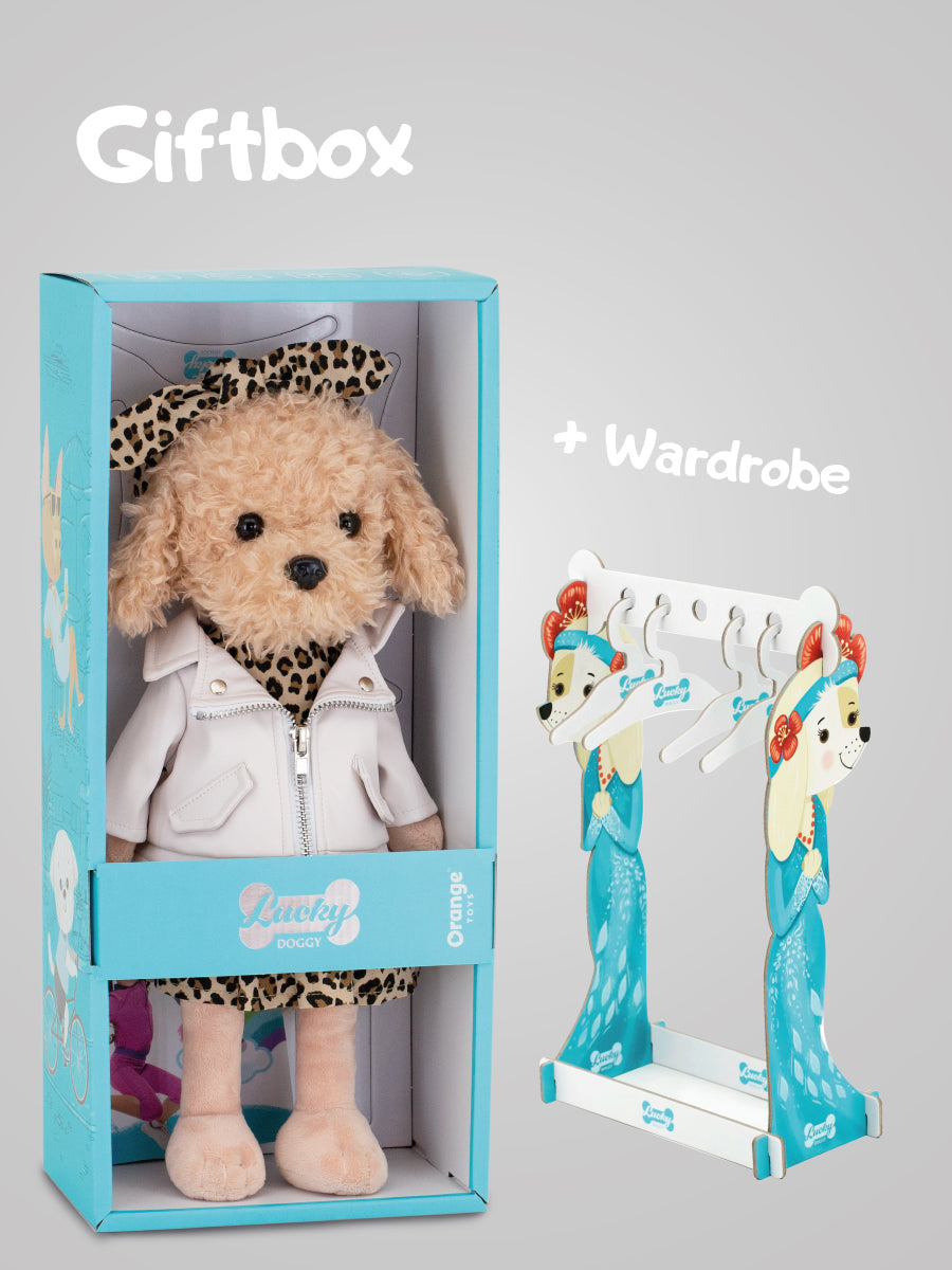 Lucky Fendi în Ținută Elegantă – Căţeluşă de Pluş Premium Lucky Doggy