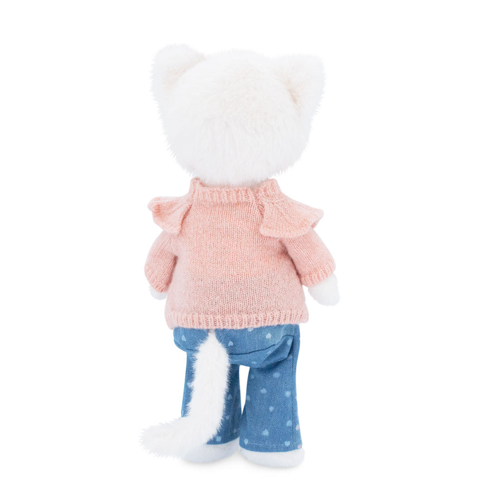 Lucky Kitty Denim Hearts – Pisicuță Premium de Pluş, 38 cm