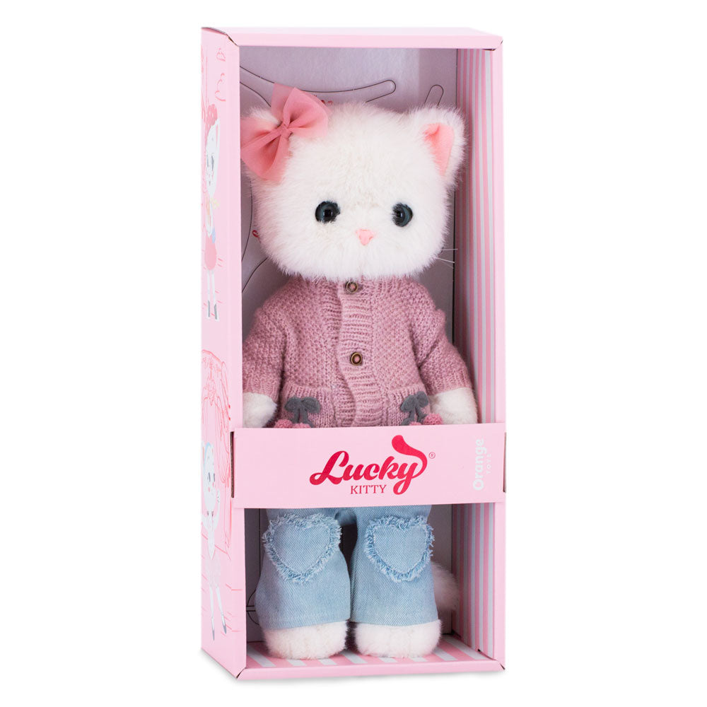 Lucky Kitty Cherries – Pisicuță Premium de Pluş, 38 cm