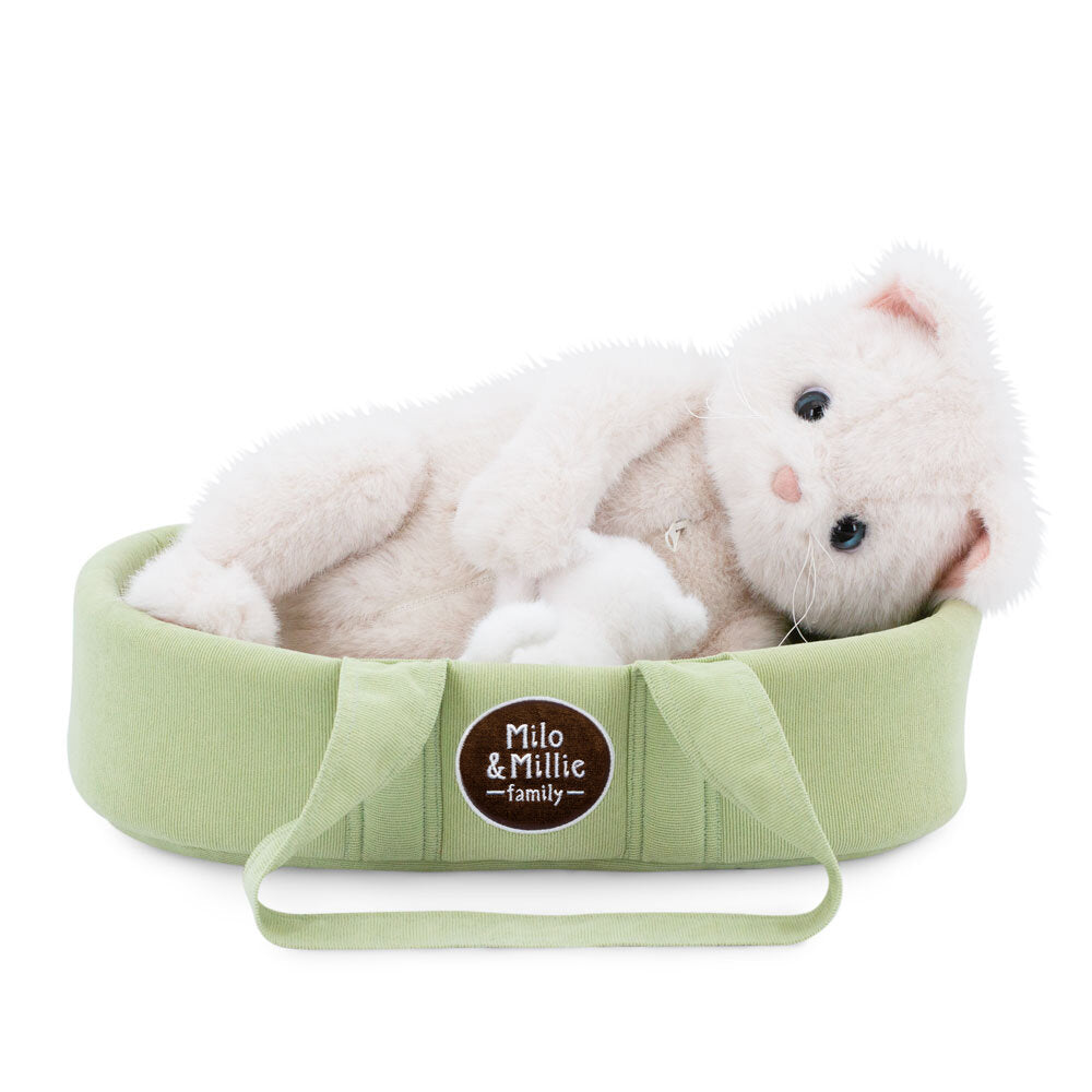 Millie – Pisică de pluș (40 cm) cu pui ascuns și geantă de transport Orange Toys