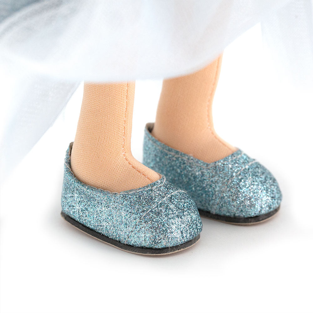 Set Rochie Albastră + Accesorii pentru Păpuși Sweet Sisters (32 cm) – Ținută Premium de Joacă