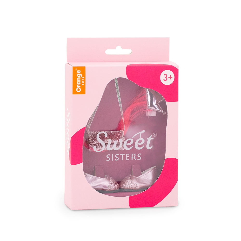 Set de încălțăminte și accesorii roz strălucitor pentru Păpuși Sweet Sisters (32 cm) – Look Glam de Joacă