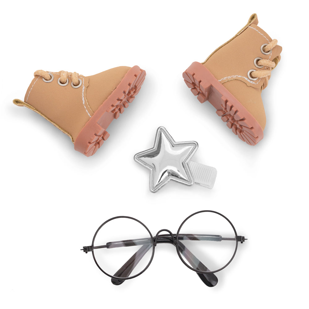 Set Palton Bej + Accesorii pentru Păpuși Sweet Sisters (32 cm) – Ținută Premium de Joacă