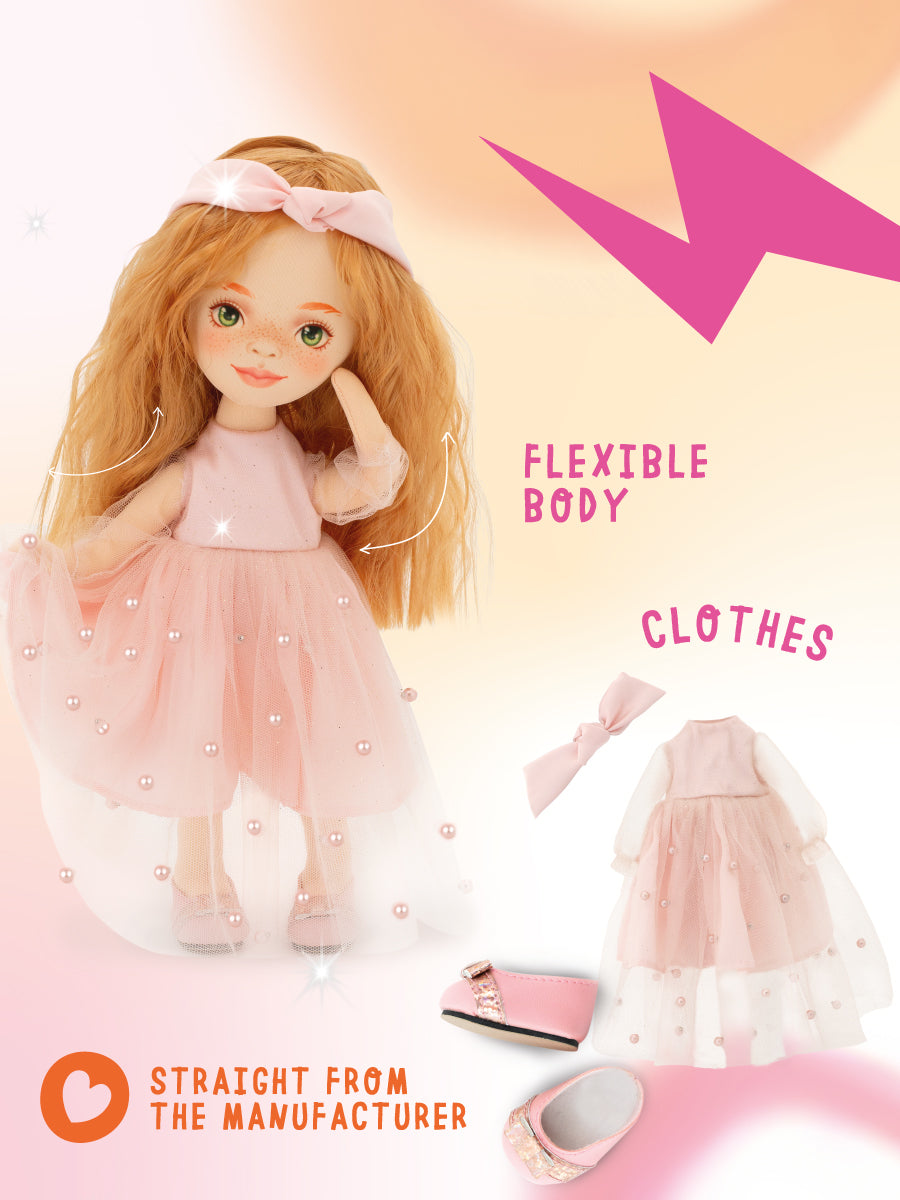 Sunny în Rochie Roz – Păpușă de Pluş Premium Sweet Sisters (32 cm)