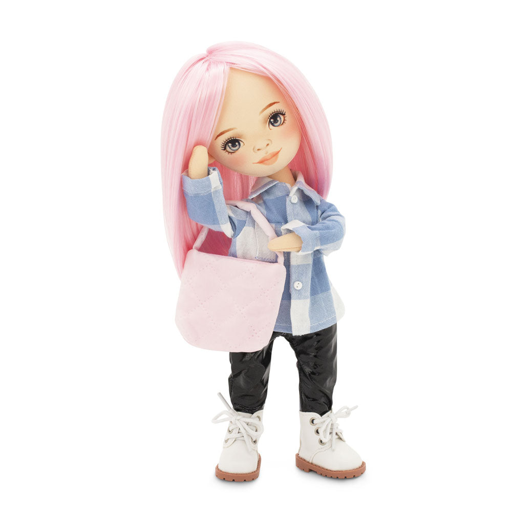 Billie într-o Cămașă în Carouri – Păpușă de Pluș Premium Sweet Sisters (32 cm)