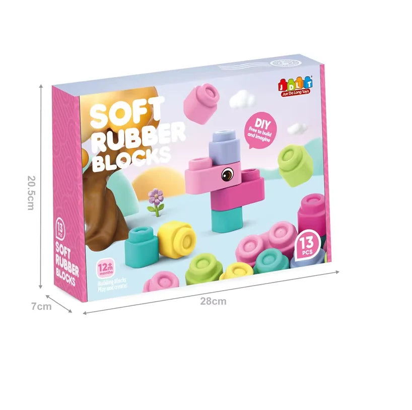 Set cuburi constructii bebelusi, material moale, 13 piese, Joc Creativ și Sigur