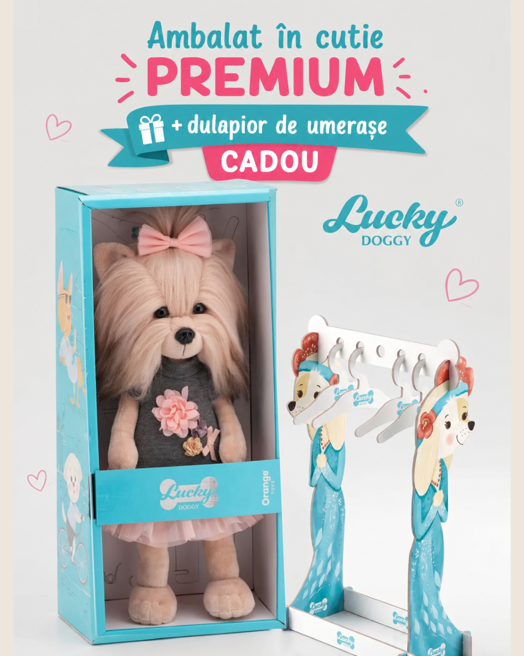 Lucky Yoyo Tea Rose – Căţeluşă de Pluş Premium Lucky Doggy