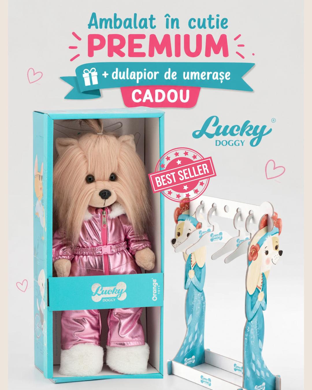 Lucky Yoyo în Drumeție – Căţeluşă de Pluş Premium Lucky Doggy