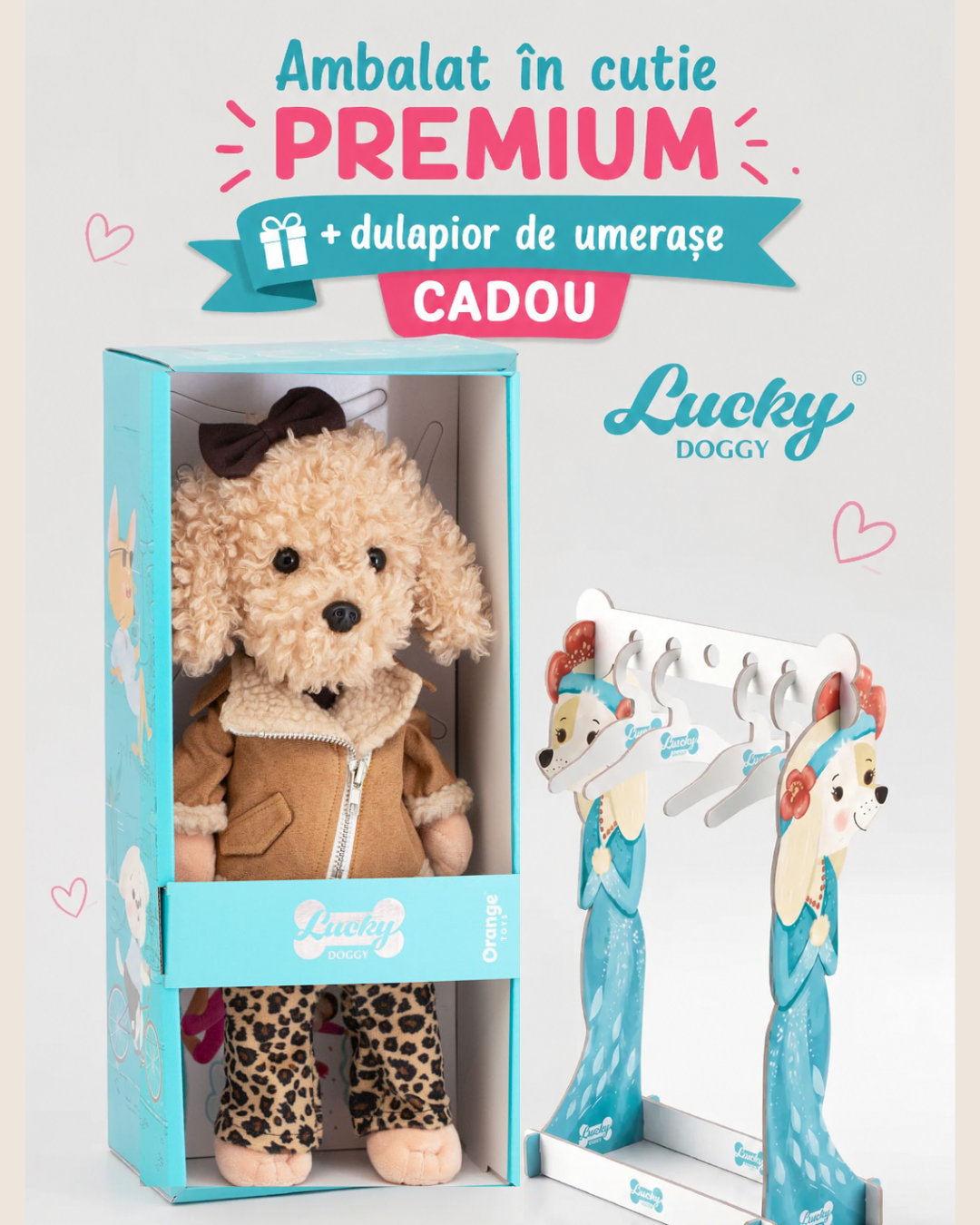 Lucky Fendy în Ținută Leopard – Căţeluşă de Pluş Premium Lucky Doggy