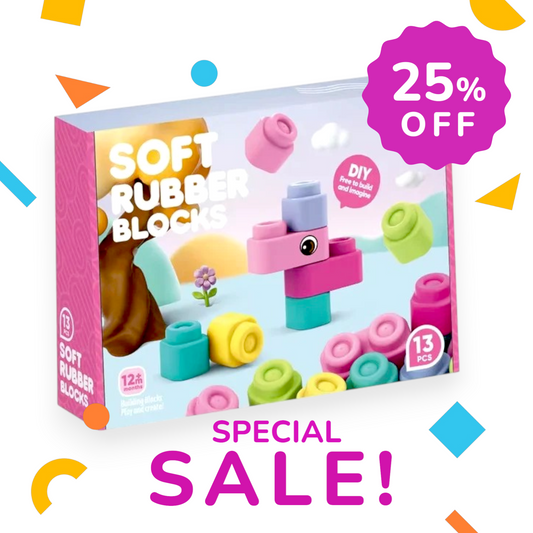 Set cuburi constructii bebelusi, material moale, 13 piese, Joc Creativ și Sigur