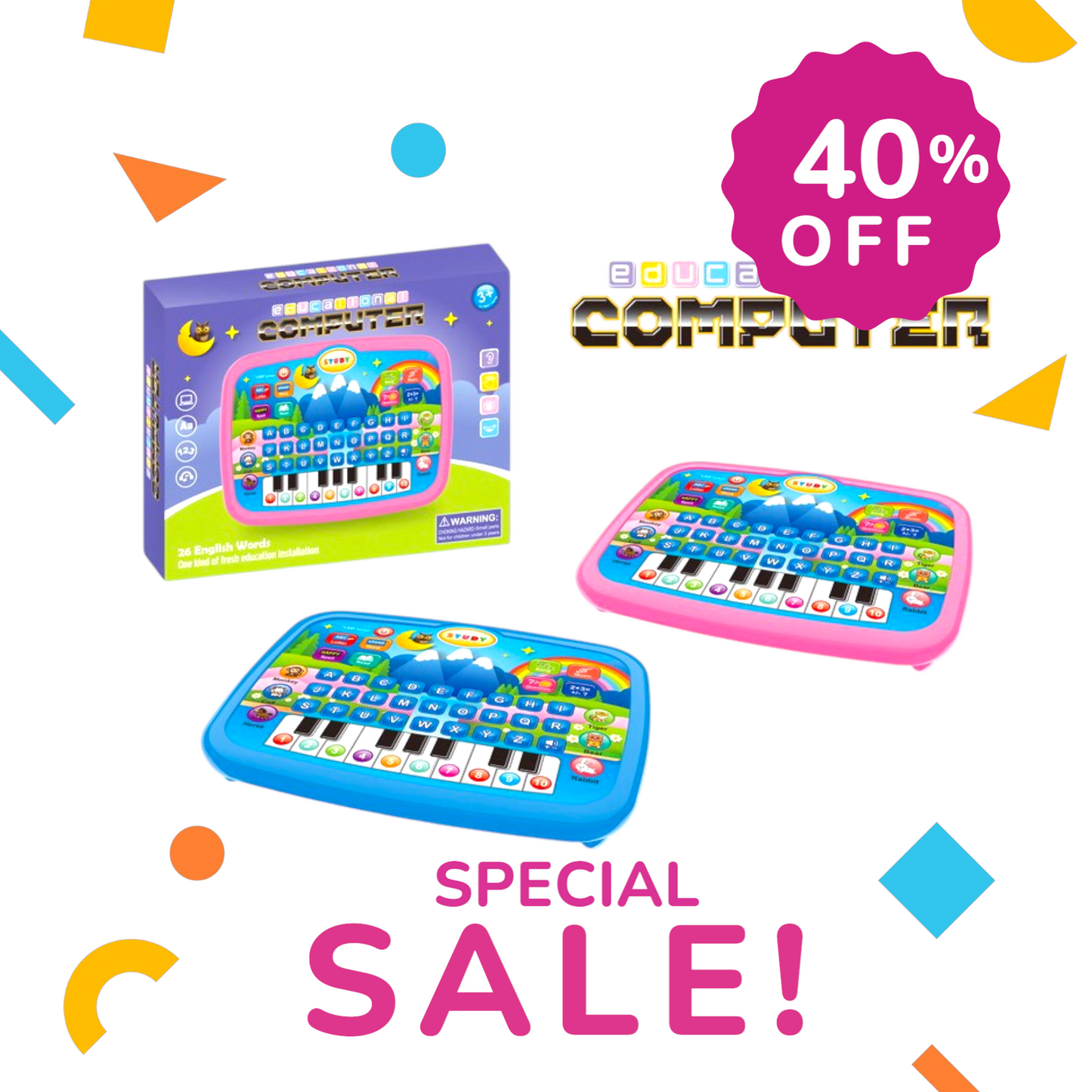 Tabletă Educativă Muzicală pentru Copii – Alfabet, Cifre și Cântece Amuzante