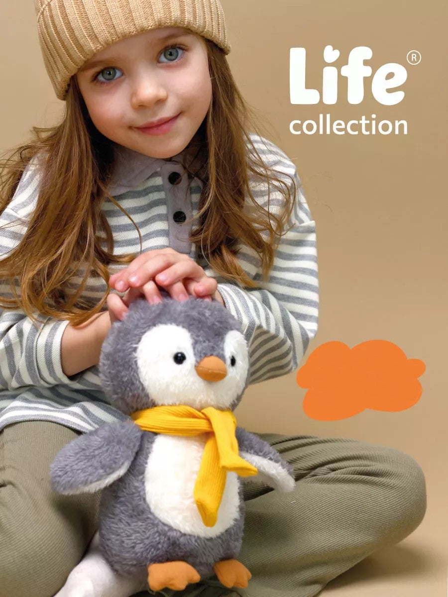 Life – Milo Pinguinul pufos, în cutie de colorat tip căsuță (25 cm)