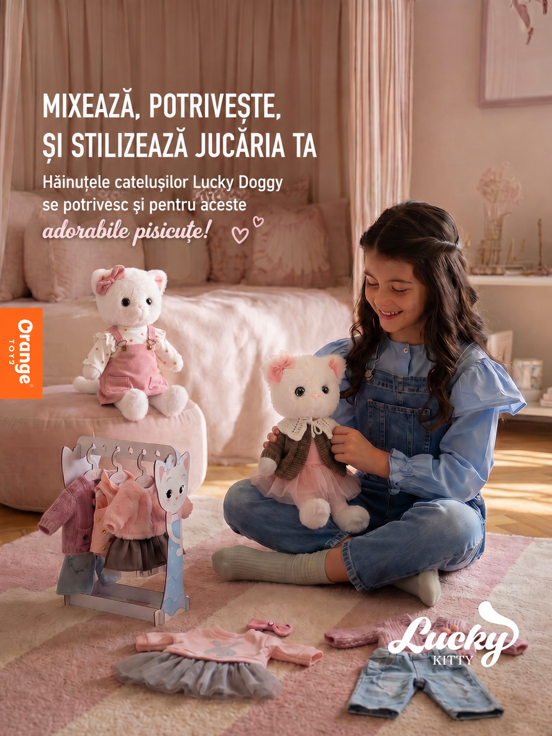 Lucky Kitty Dreams – Pisicuță Premium de Pluş, 38 cm