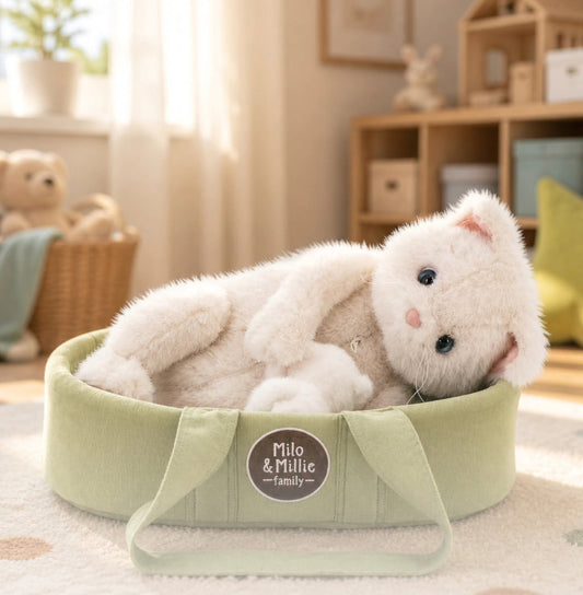 Millie – Pisică de pluș (40 cm) cu pui ascuns și geantă de transport Orange Toys