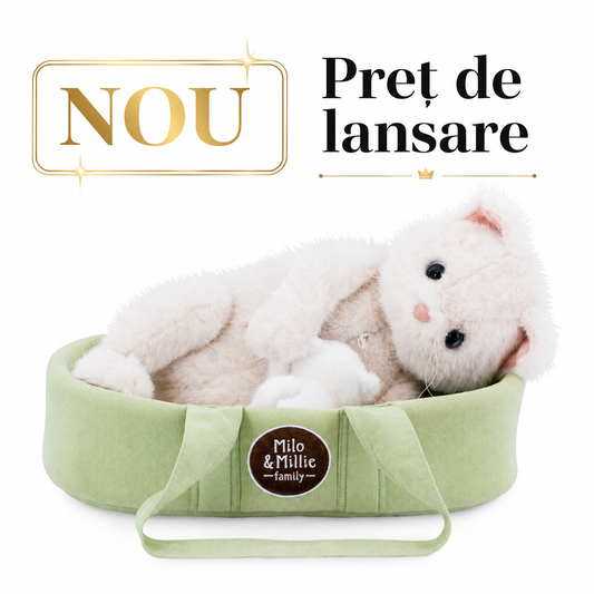 Millie – Pisică de pluș (40 cm) cu pui ascuns și geantă de transport Orange Toys