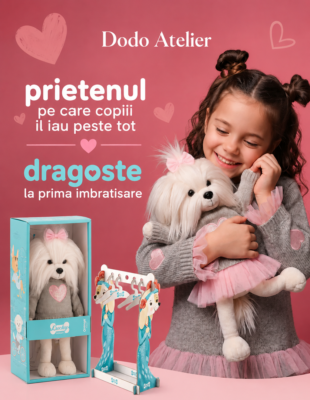 Lucky Mimi Pink Heart – Căţeluşă de Pluş Premium Lucky Doggy