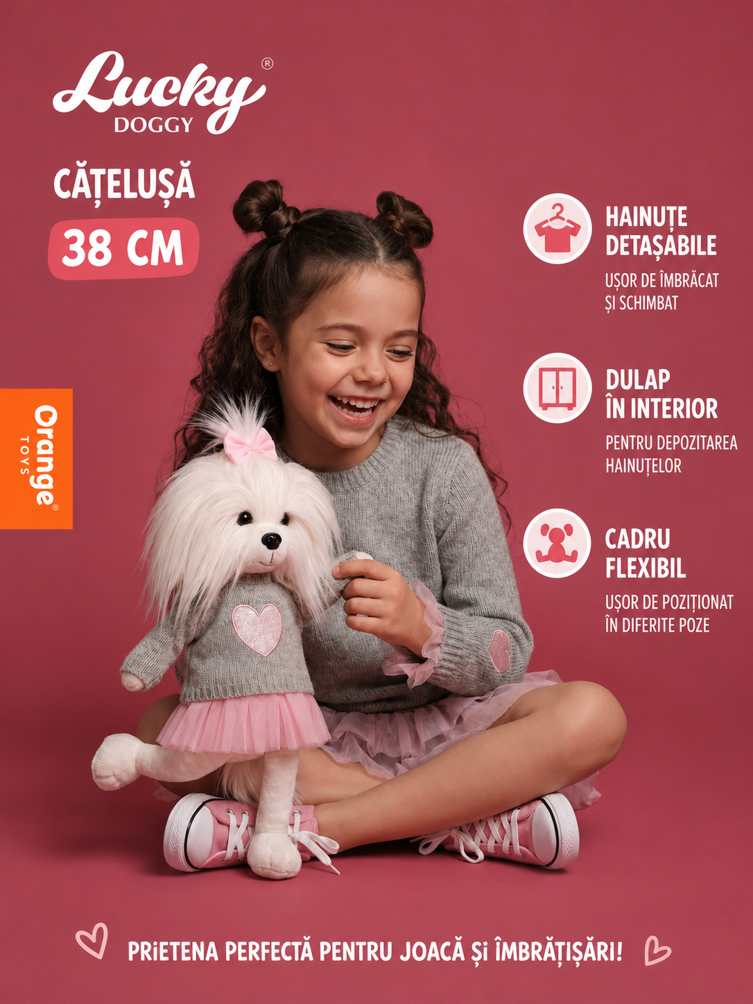Lucky Mimi Pink Heart – Căţeluşă de Pluş Premium Lucky Doggy
