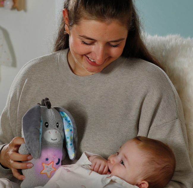 Jucărie calmantă pentru bebeluși, măgarușul Littledoo, în cutie cadou, 25 cm