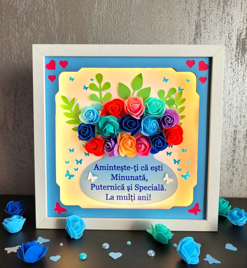 Tablou luminos personalizat cu flori