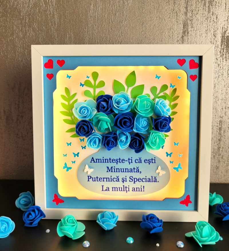 Tablou luminos personalizat cu flori