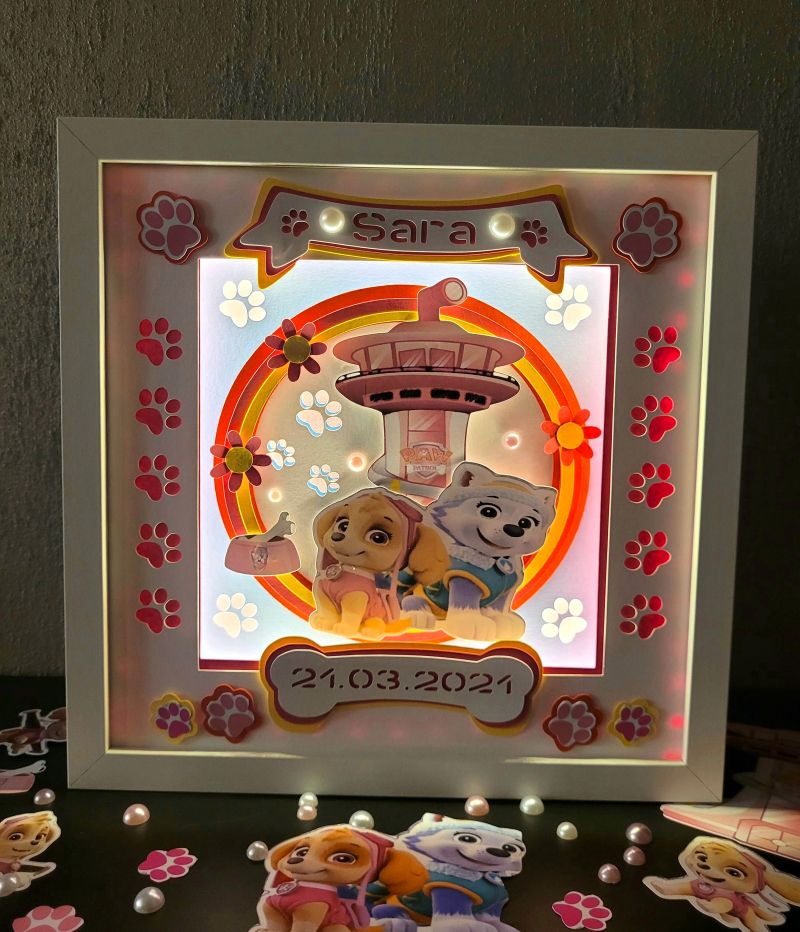 Tablou luminos personalizat fetițe 018