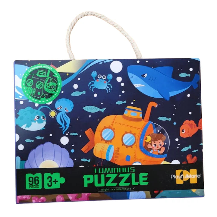 Set Cadou „Îmbrățișări și Aventuri” – Ursuleț Personalizat & Puzzle Fosforescent Ocean