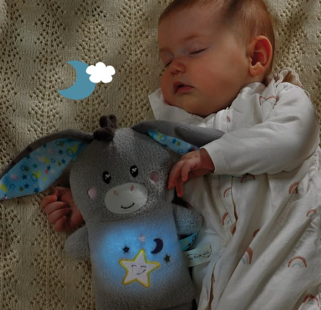 Jucărie calmantă pentru bebeluși, măgarușul Littledoo, în cutie cadou, 25 cm