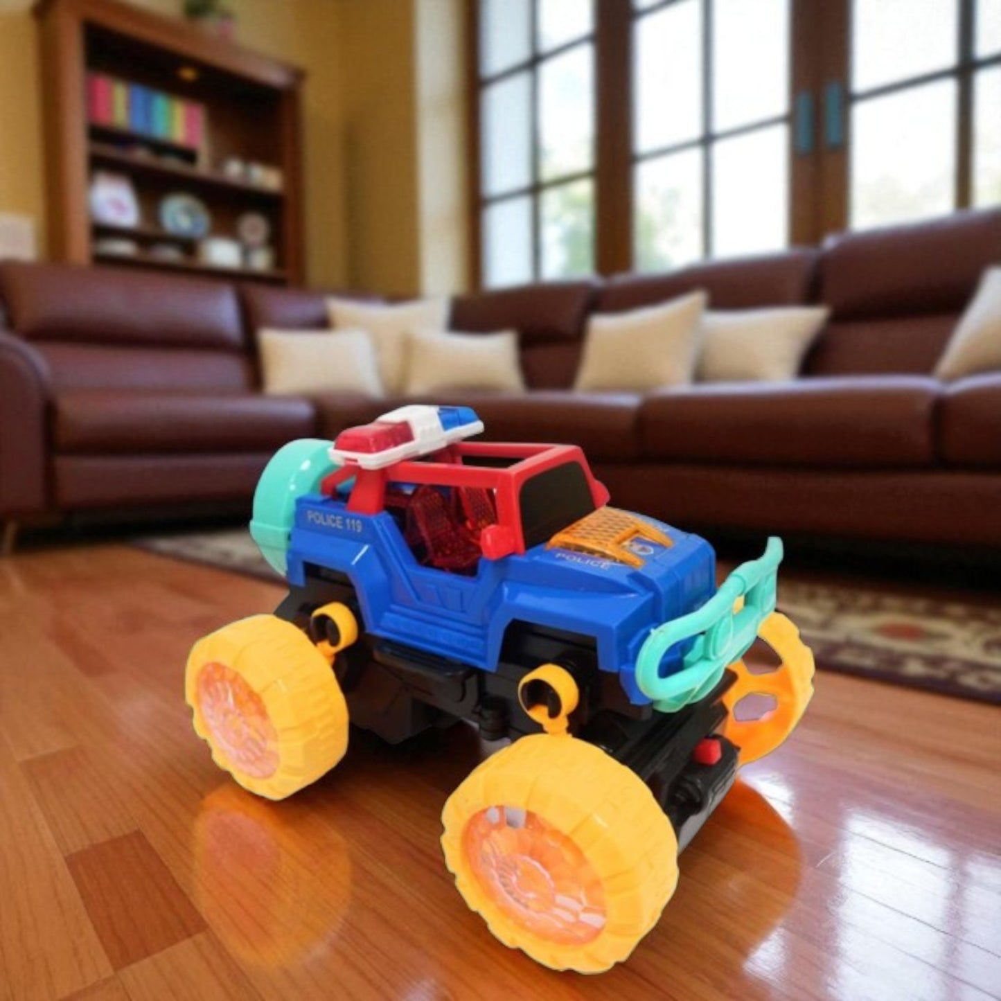 Mașină Muzicală cu Lumini – Jucărie Interactivă care Se Răstoarnă și Se Rotește